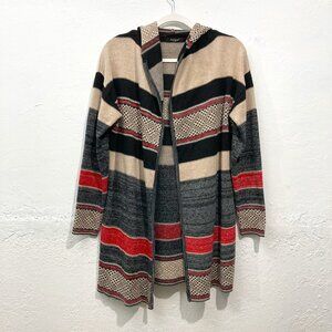 Janice Hooded Knit Cardigan Sweater Womens Southwestern Boho Multi One Size